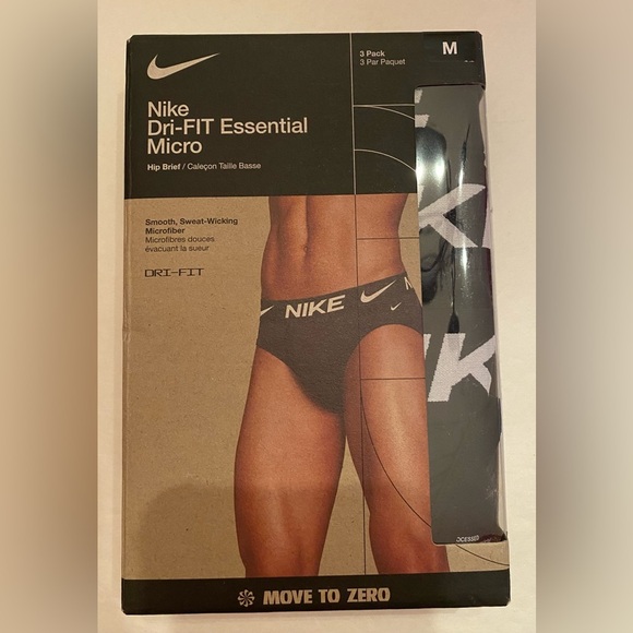 Nike Men’s 3-Pack Dri-FIT Essential Micro Briefs Underwear Black Size Medium - Picture 1 of 5
